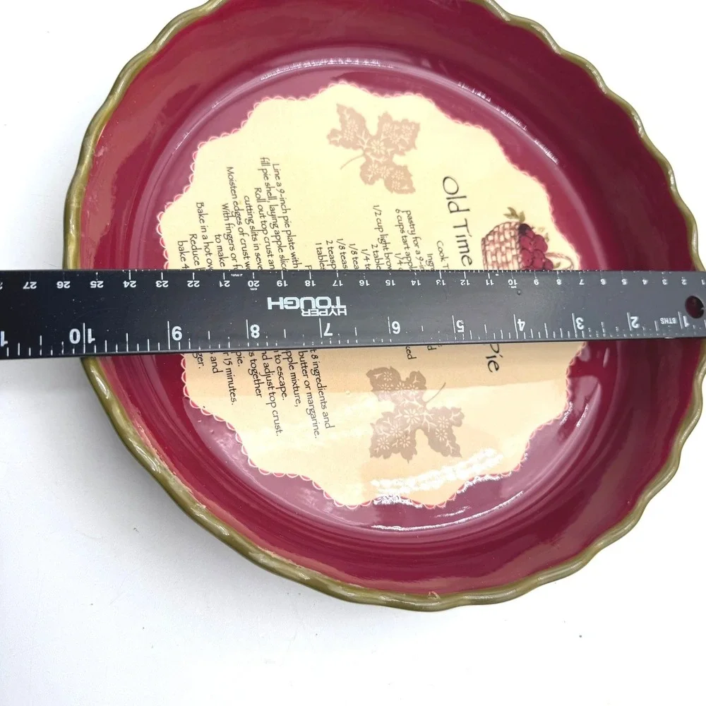 Vintage Autumn Inspirations Ceramic Apple Pie Plate Woven Basket Carrier Set